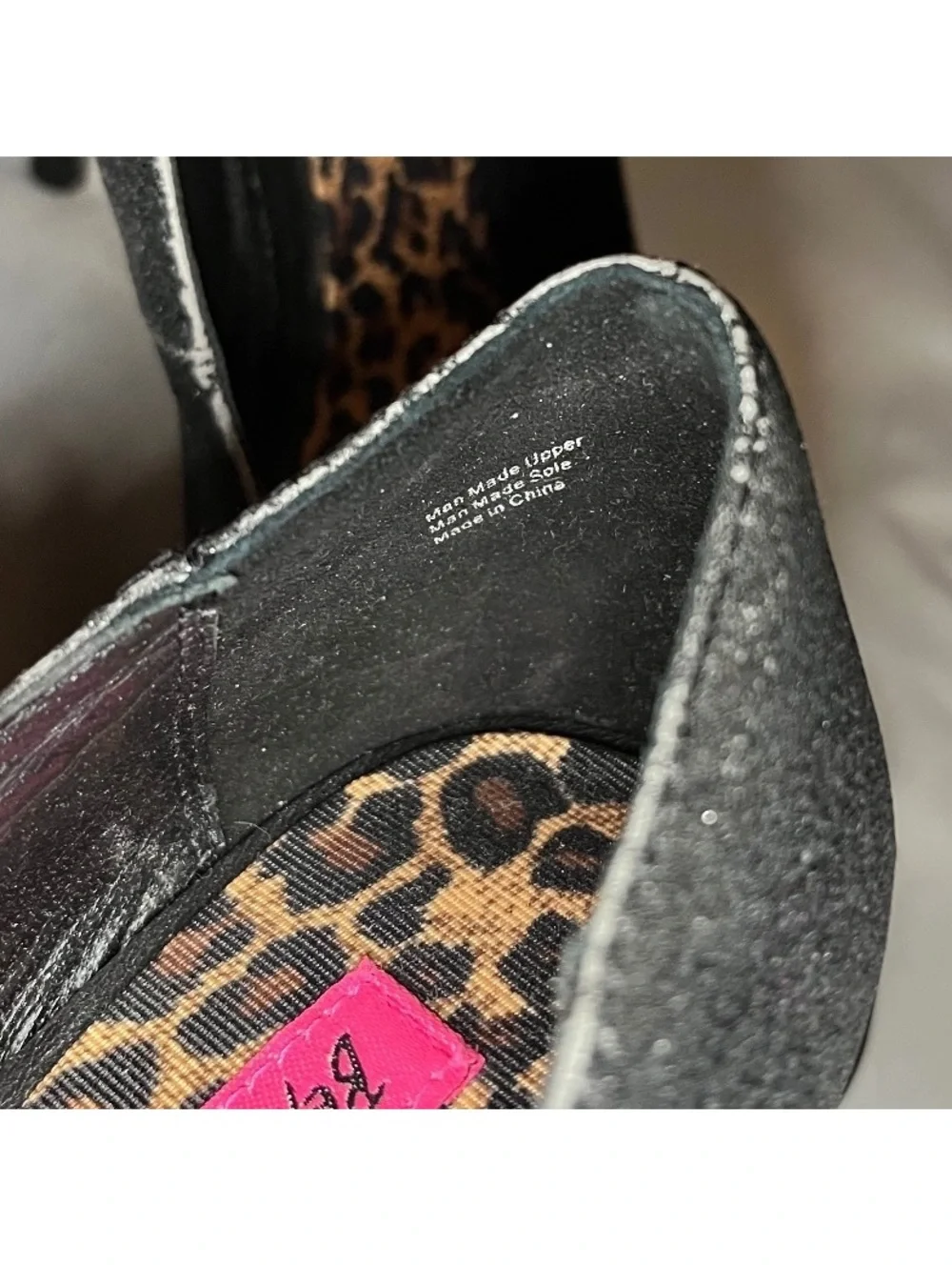 Betsey Johnson Black Glitter Peep Toe High Heels Size 8
